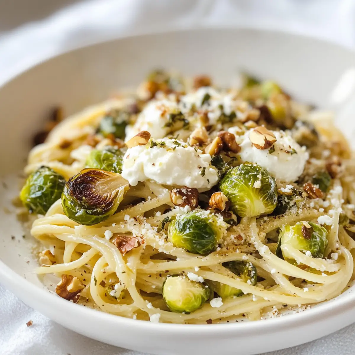 Pasta mit geröstetem Rosenkohl