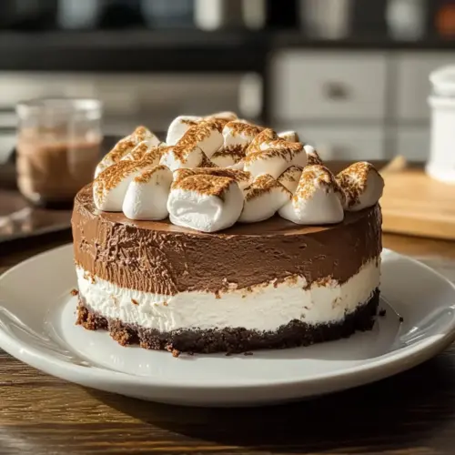 Heiße Schokolade Käsekuchen mit Marshmallow