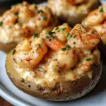 Meeresfrüchte gefüllte Kartoffeln
