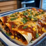 Vegetarische schwarze Bohnen-Enchiladas Zutaten 1 Esslöffel Öl 1 Zwiebel, gewürfelt 2 Knoblauchzehen, gehackt 1 Teelöffel Kreuzkümmel 1 Teelöffel Paprika 1 Teelöffel Chilipulver 1 Dose schwarze Bohnen, abgetropft und abgespült 1 Tasse Mais 1 Tasse frische Korianderblätter, gehackt 2 Tassen Tomatensauce 8 Tortillas 1 Tasse geriebener Käse Anleitung 1. Ofen auf 180°C vorheizen. 2. Öl in einer Pfanne erhitzen. Zwiebel und Knoblauch hinzufügen und 3-4 Minuten anbraten. 3. Kreuzkümmel, Paprika und Chilipulver hinzufügen. Stir-fry für 1 Minute. 4. Bohnen, Mais und Koriander hinzufügen. Gut vermischen und 2-3 Minuten kochen lassen. 5. Eine Tasse Tomatensauce auf dem Boden einer Auflaufform verteilen. 6. Tortillas mit der Bohnenmischung füllen und aufrollen. In die Auflaufform legen. 7. Restliche Tomatensauce über die Enchiladas gießen und mit Käse bestreuen. 8. 20-25 Minuten backen, bis der Käse geschmolzen und goldbraun ist. 9. Aus dem Ofen nehmen und warm servieren.