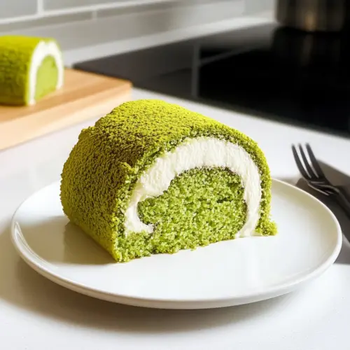 Matcha Weiße Schokolade Biskuitrolle