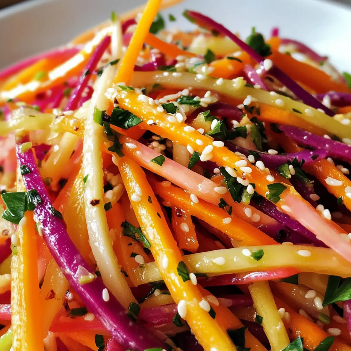 Rasiertes Regenbogenkarotten-Sesamsalat