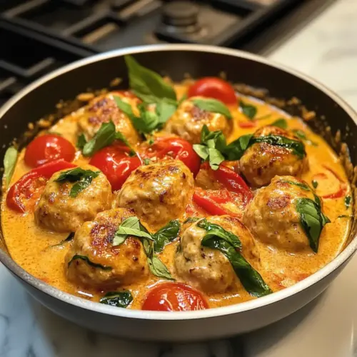 Thailändische Hähnchenfleischbällchen in Kokosnusscurry