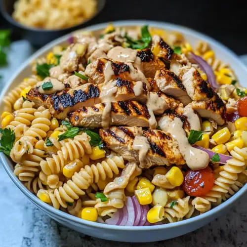 BBQ Hähnchen Pasta Salat