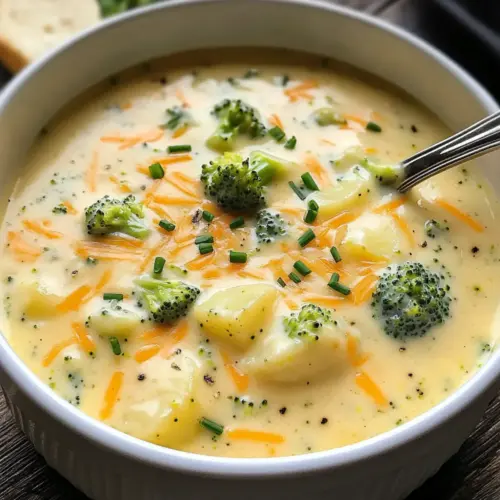 Brokkolisuppe mit Käse und Kartoffeln