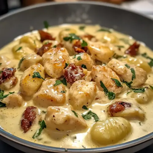 Cremiges Hähnchen mit Gnocchi